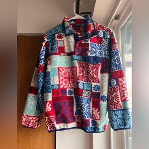 Patagonia Synchilla Snap-T Pullover Nordic Patchwork Mosaic Red White Blue XS